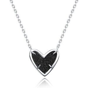 Natural Stone BlackDrusy Heart Teardrop Irregular Necklace for Women Rose Quartz